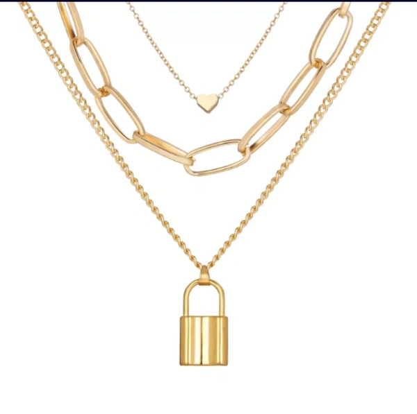 Multi Layer Lock Chain - Gold